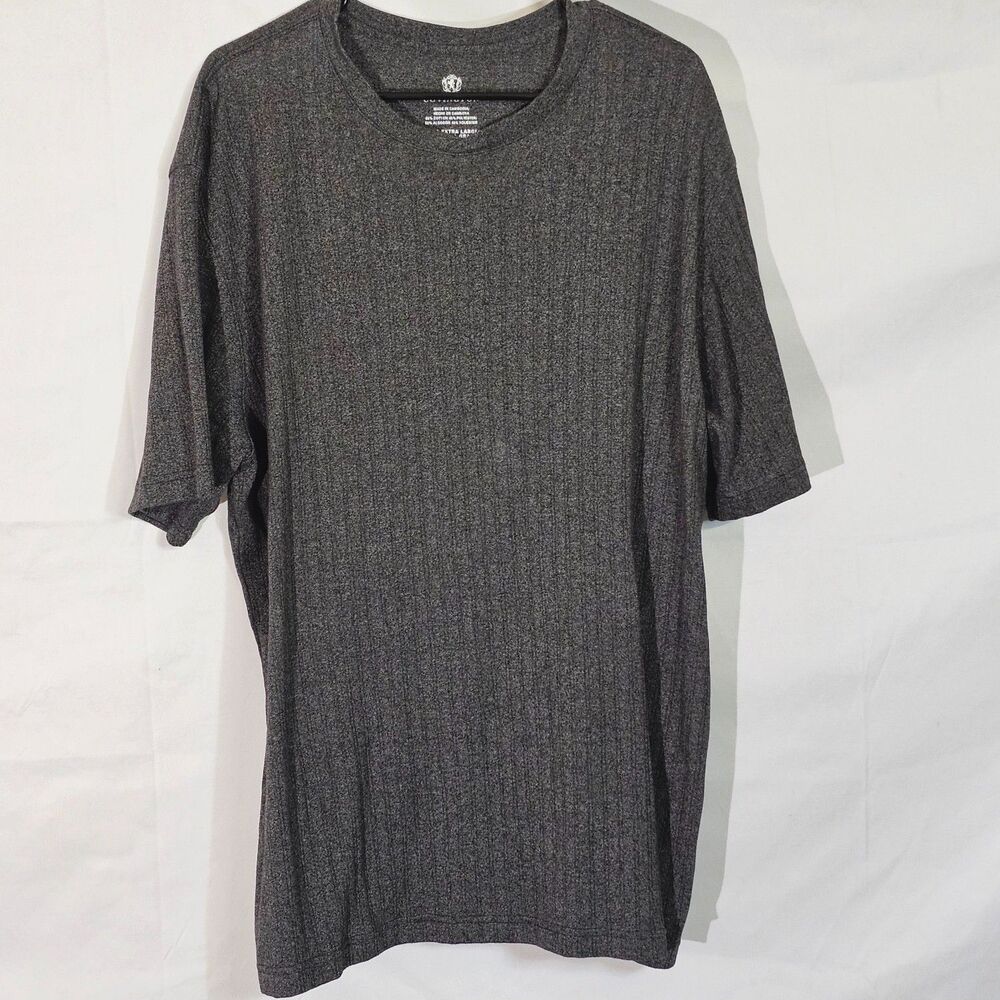 Covington Mens Heather Charcoal Gray Ribbed Knit Short Sleeve Crewneck XXL